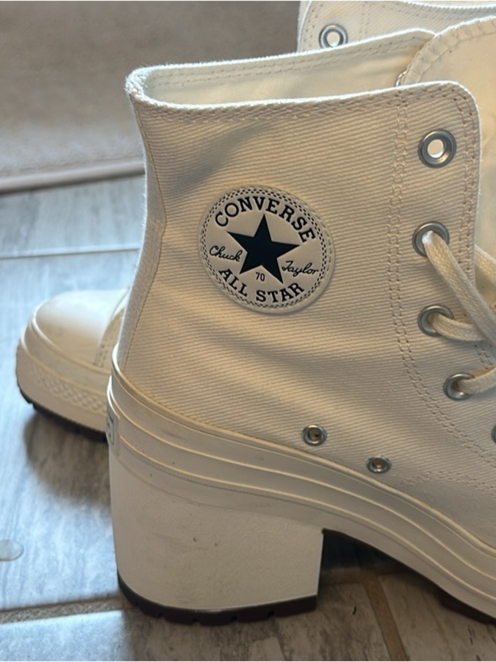 Converse White Platform Chunky Heel High-Top Boots